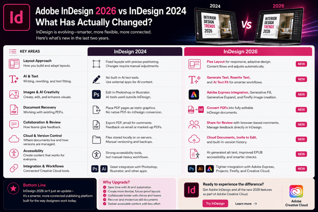 Adobe InDesign 2026 vs InDesign 2024: What Has Actually&nbsp;Changed?