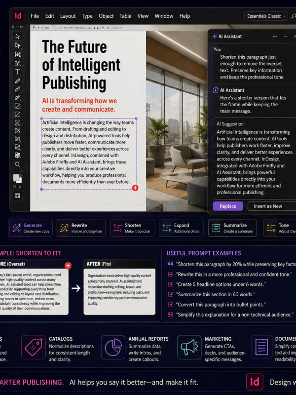 Adobe InDesign AI Text Features: Generate, Rewrite, Shorten, and Refine&nbsp;Copy