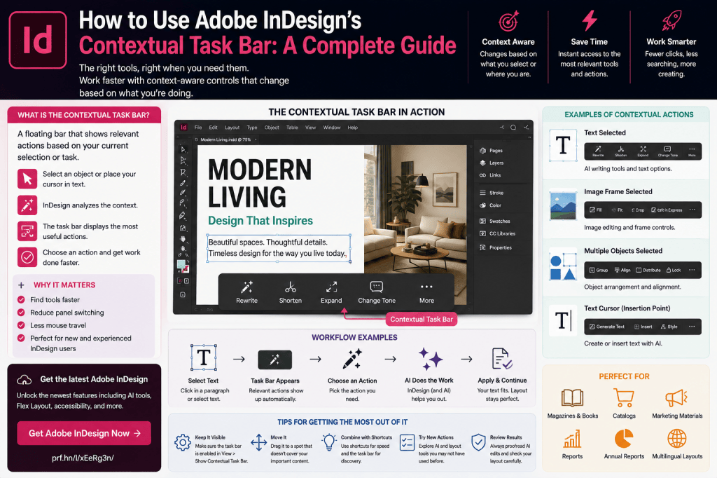 How to Use Adobe InDesign’s Contextual Task Bar - A Complete Guide
