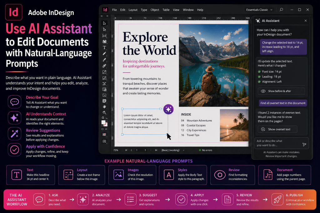 How to Use InDesign AI Assistant to Edit Documents with Natural-Language Prompts