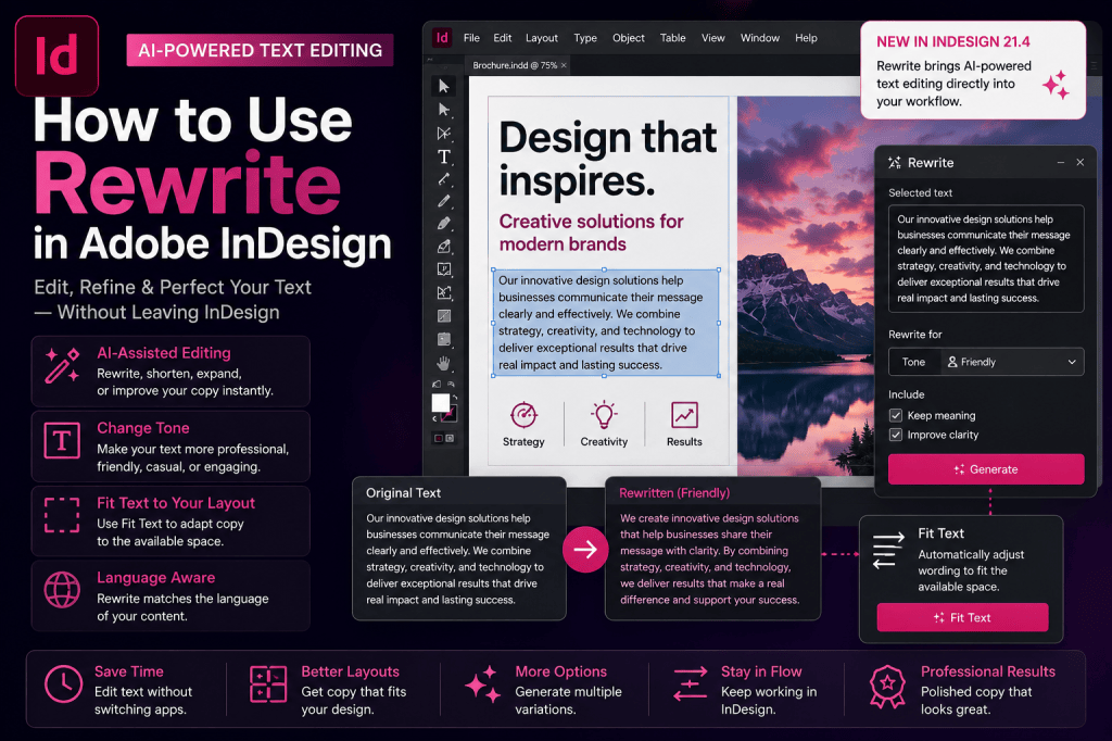 How to Use Rewrite in Adobe InDesign: AI-Powered Text Editing&nbsp;Explained